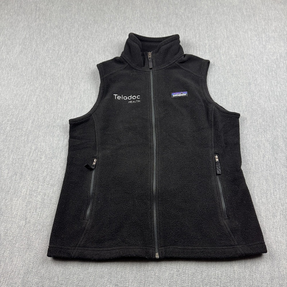Patagonia Vest Womens Medium Black Classic Synchilla Sweater Fleece Logo 23015